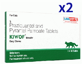 キウォフ 猫用 | 10錠x2箱 | ドロンタール | ジェネリック