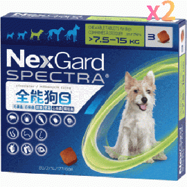 ネクスガードスペクトラ | 中型犬用 | 7.5-15kg | 予防 | 6錠