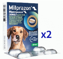 ミルプラゾンチュワブル| 12.5mg/125mg|犬用|5kg以上|4錠x2