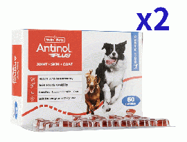 アンチノールプラス|60錠x2箱|犬用|関節|皮膚|被毛|心血管|腎臓|脳